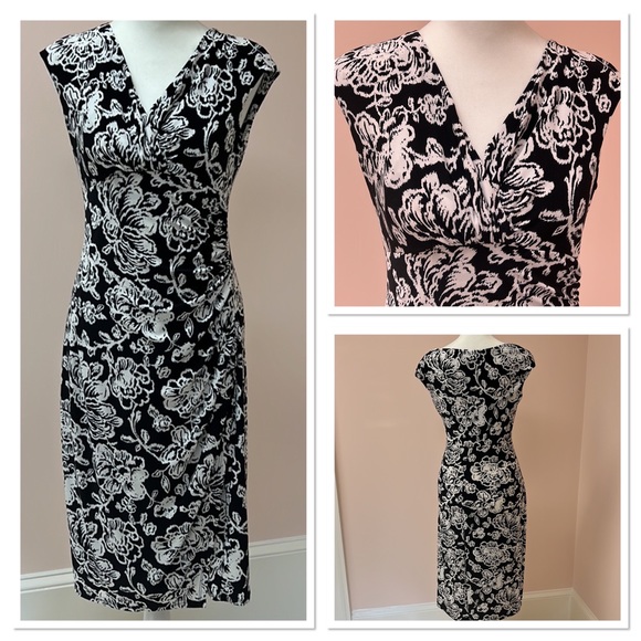 Ralph Lauren black and white floral print dress. Size 4. - Picture 4 of 9